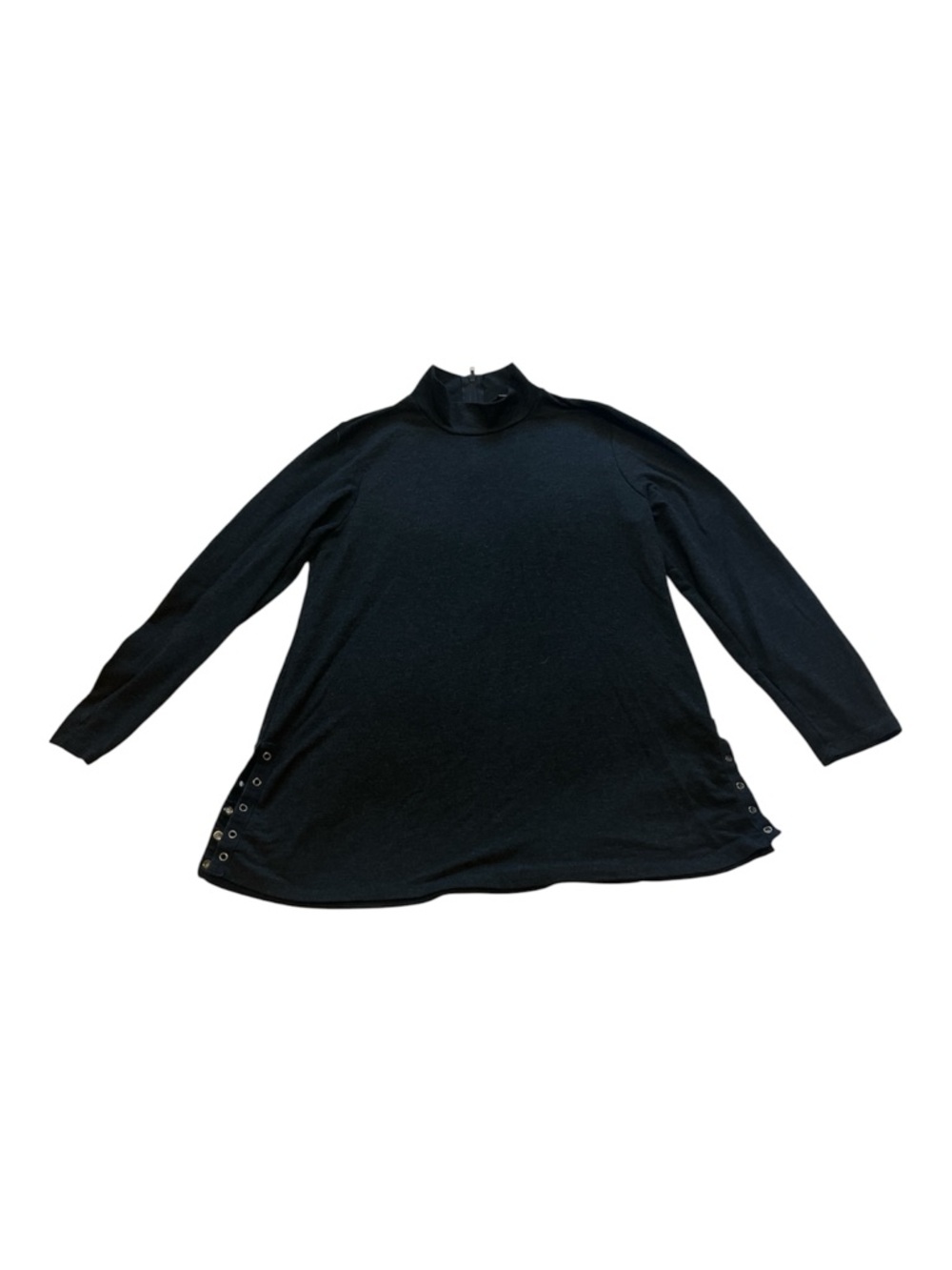 CABLE & GAUGE Black Long Sleeve Mock Neck Top Size XL with Side Grommet Detail